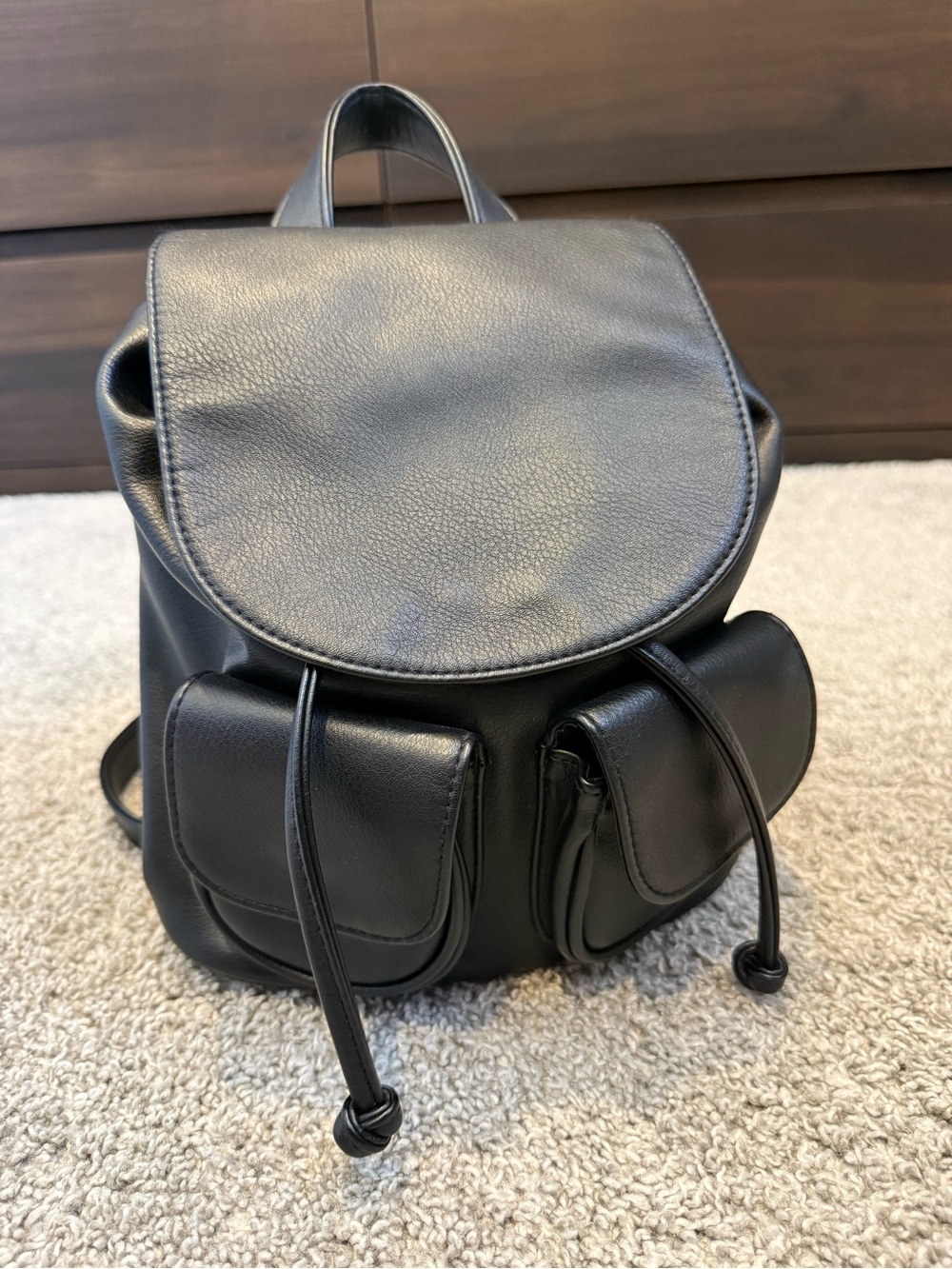 Wild Fable Black Leather Mini Backpack